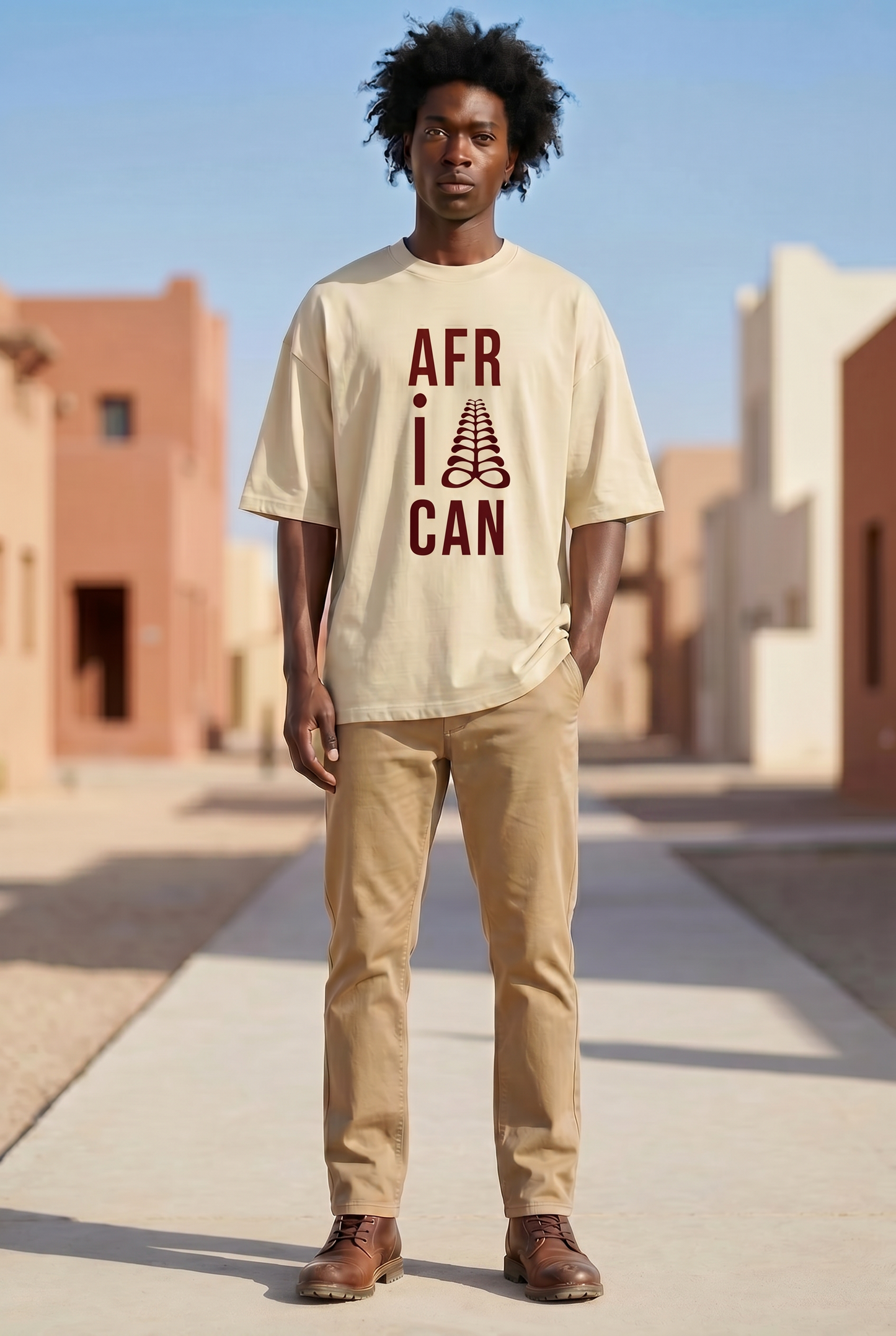 AFRICAN Oversized Tee | Aya Adinkra Symbol | Organic Cotton | Kinky Nomad
