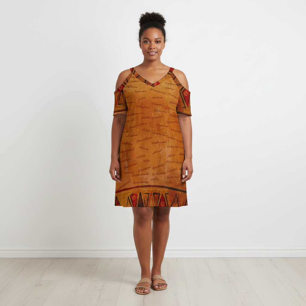 Ghana Inspired African Print Cold Shoulder Dress | Kinky Nomad
