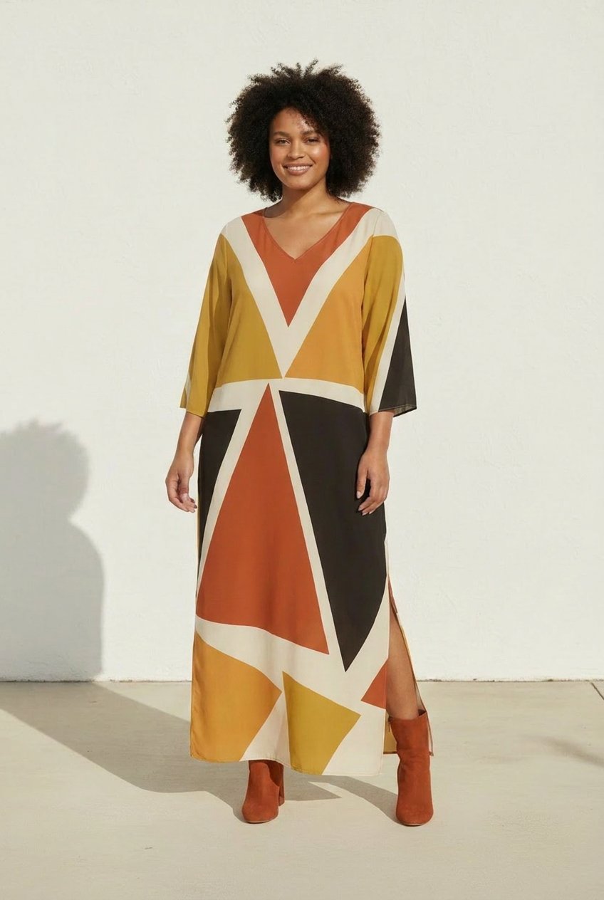Geometric Kaftan Dress | Angles Series | Kinky Nomad