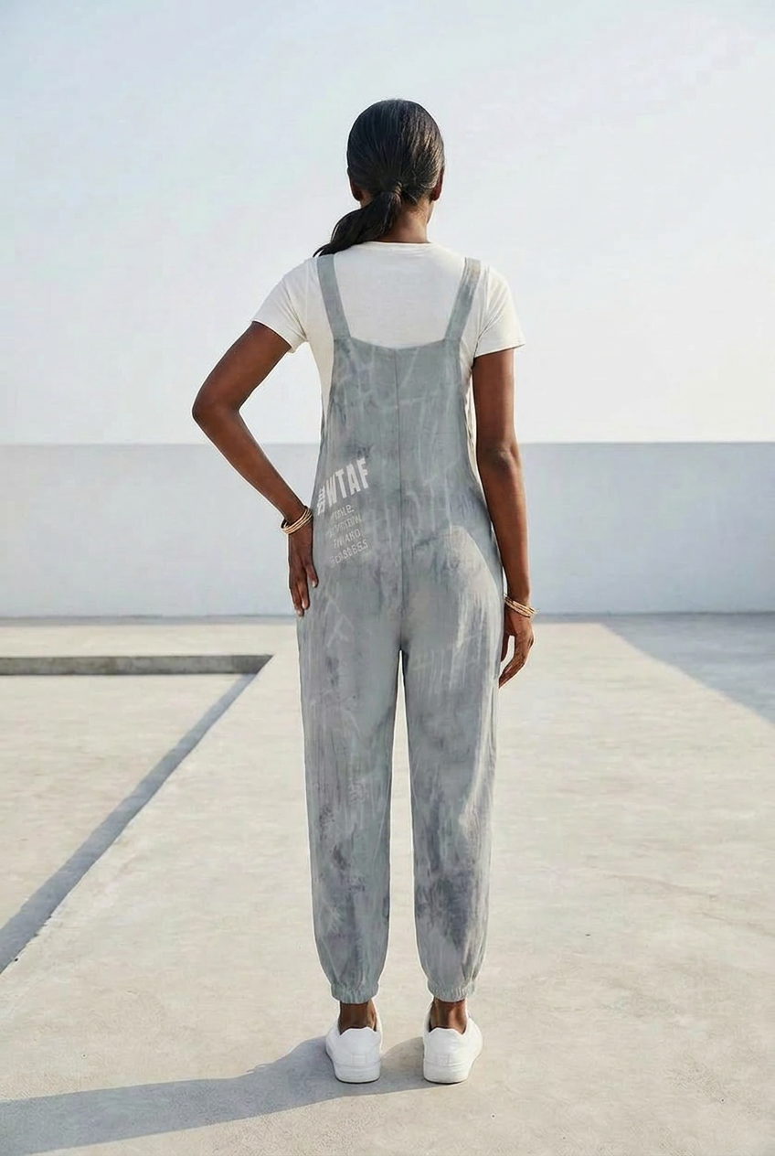 WTAF Baggy Jumpsuit – Oversized Bow Strap Streetwear Romper Baggy Suspender Jumpsuit