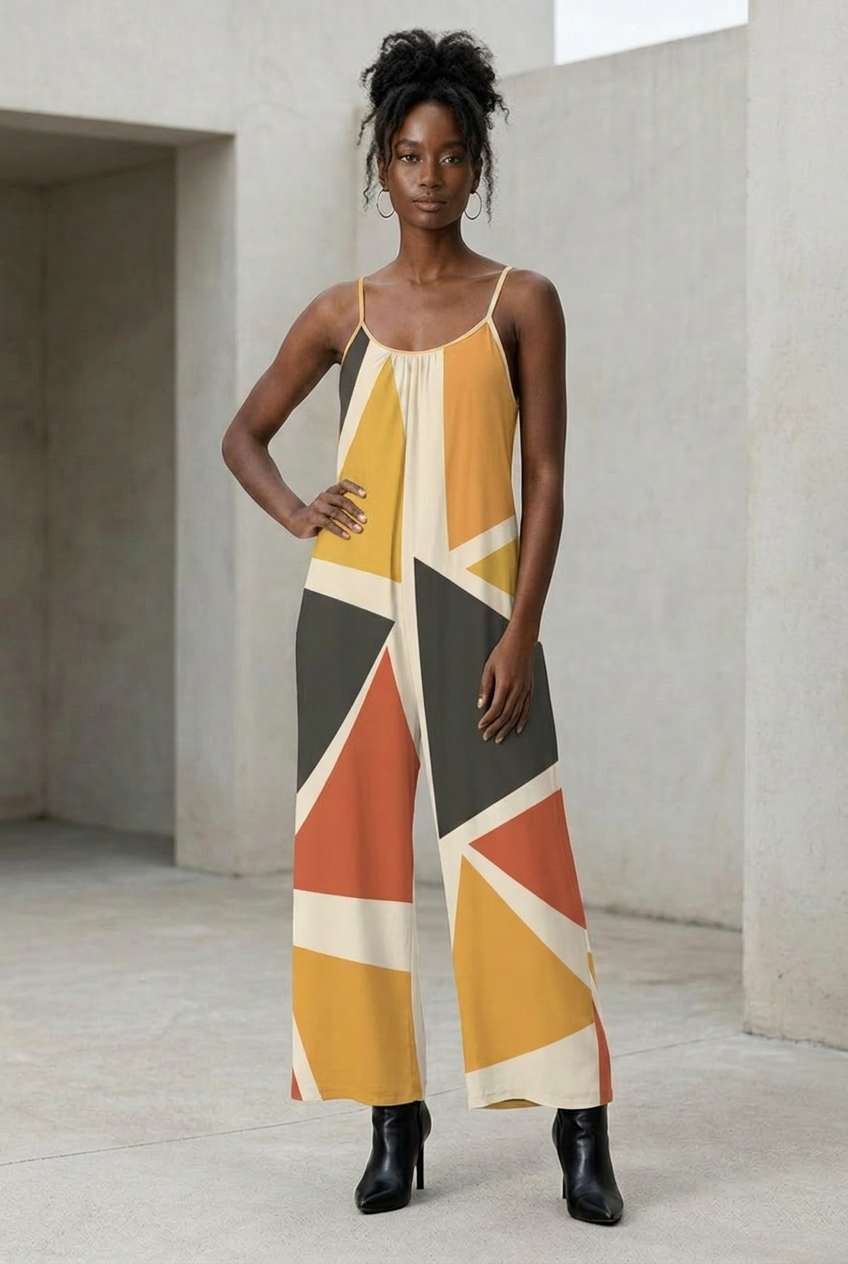 Geometric Wide Leg Jumpsuit | Angles | Kinky Nomad