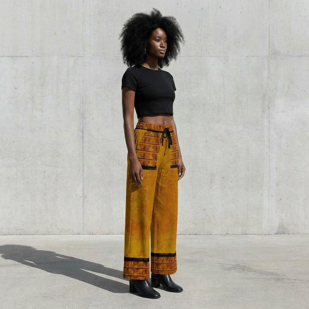 Printed Wide Leg Pants | Angles Bogolan Ghana Isis | Kinky Nomad