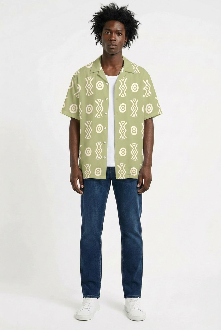 Camp Collar Shirt | Angles Savanna Gold Sage | Kinky Nomad