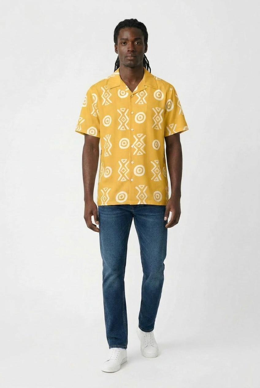 Camp Collar Shirt | Angles Savanna Gold Sage | Kinky Nomad