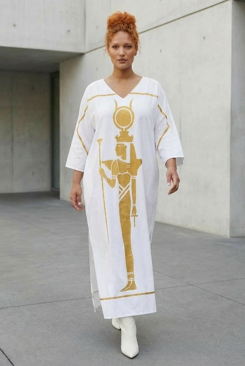 White Isis Kaftan | Egyptian Goddess Kaftan | Kemet Collection | Kinky Nomad