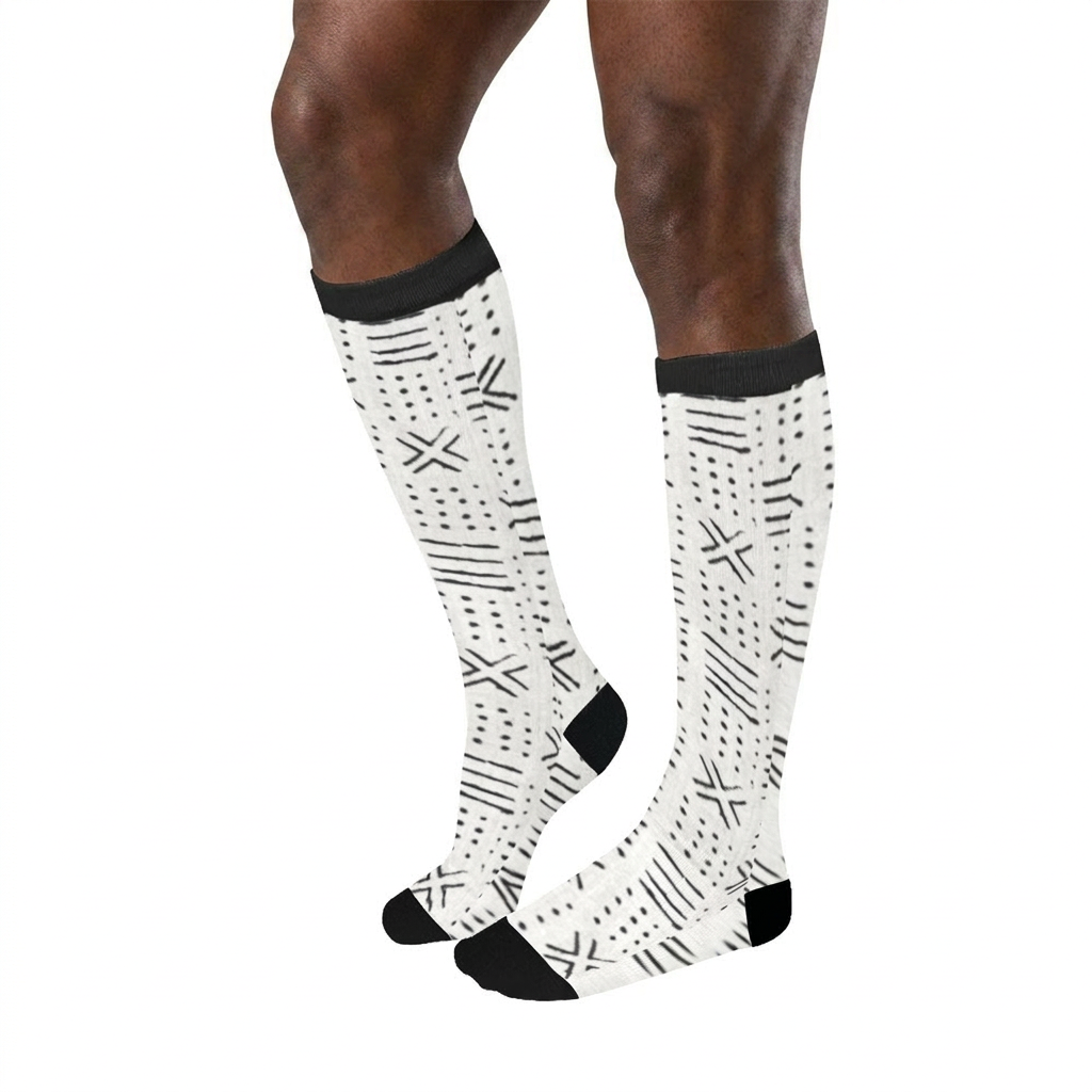 Over-the-Calf Socks | Angles Ghana Mud Cloth | Kinky Nomad