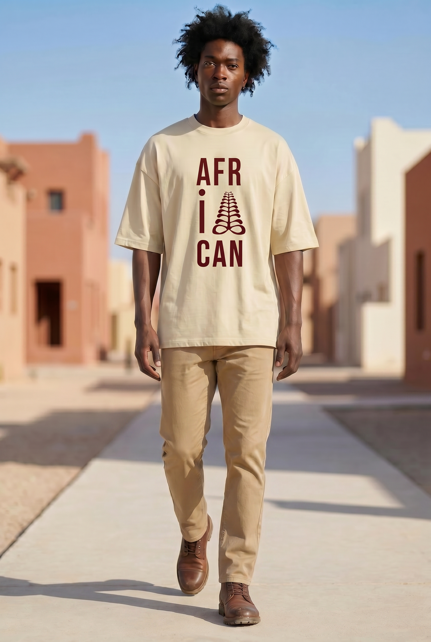 AFRICAN Oversized Tee | Aya Adinkra Symbol | Organic Cotton | Kinky Nomad
