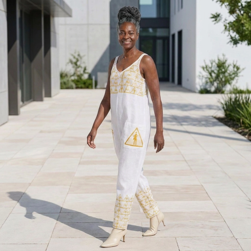 Isis V-Neck Jumpsuit | Kemet Series | Black & White | Kinky Nomad