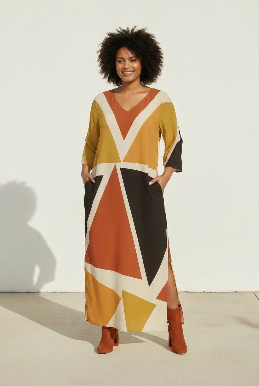 Geometric Kaftan Dress | Angles Series | Kinky Nomad
