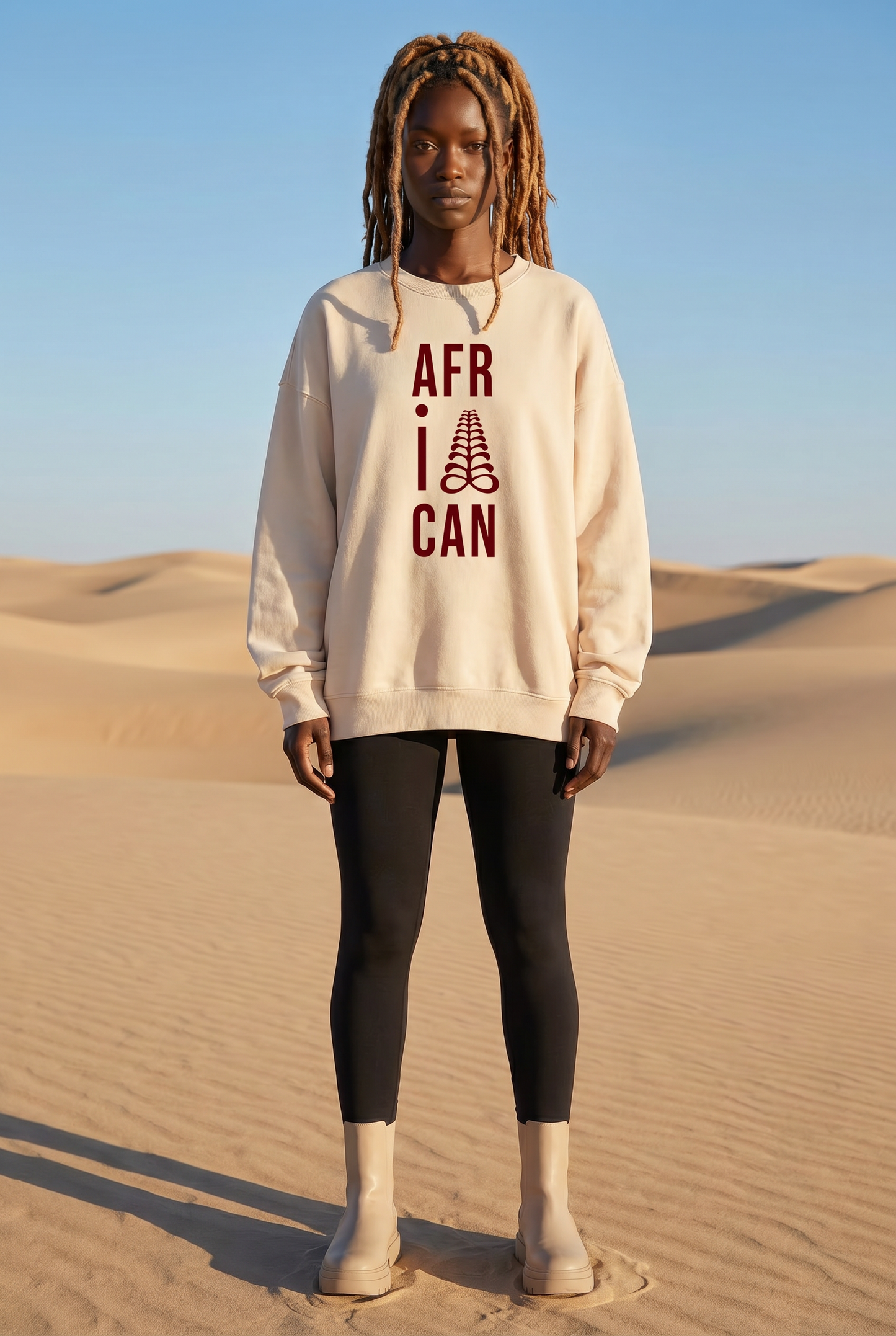 AFRICAN Sweatshirt | Aya Adinkra Symbol | Recycled Fleece | Kinky Nomad