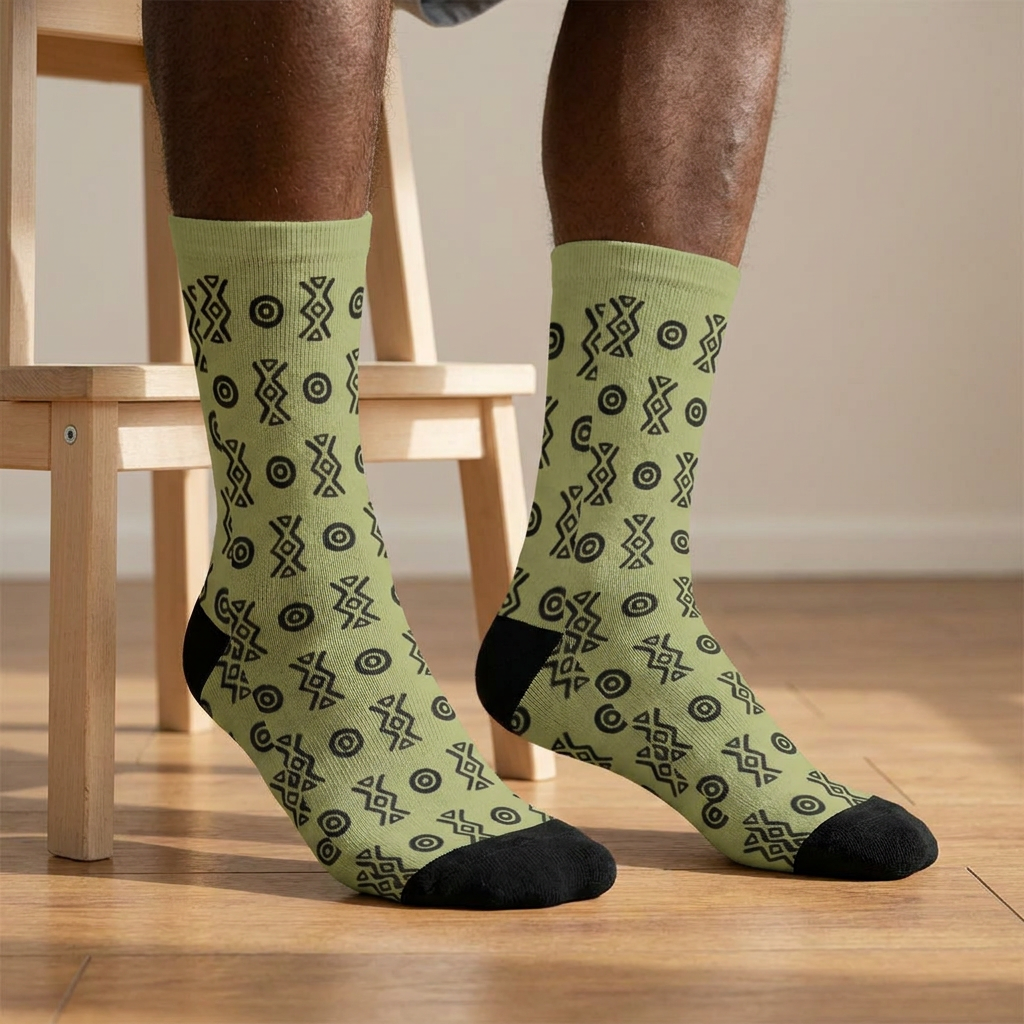 Adinkra Print Crew Socks | Savanna Sole | Boho Sole & Crown | Kinky Nomad