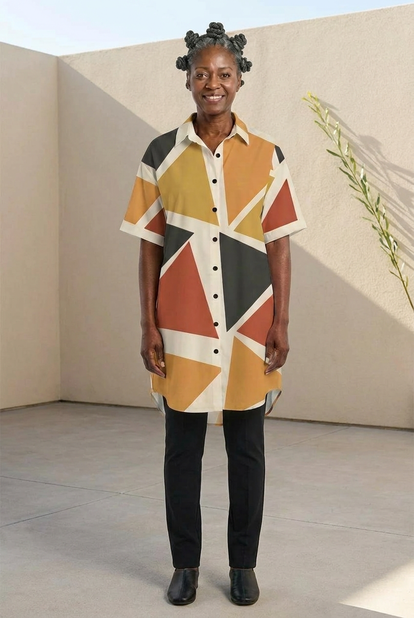 Angles Shirt Dress | Angles Series | Earth Palette | Kinky Nomad