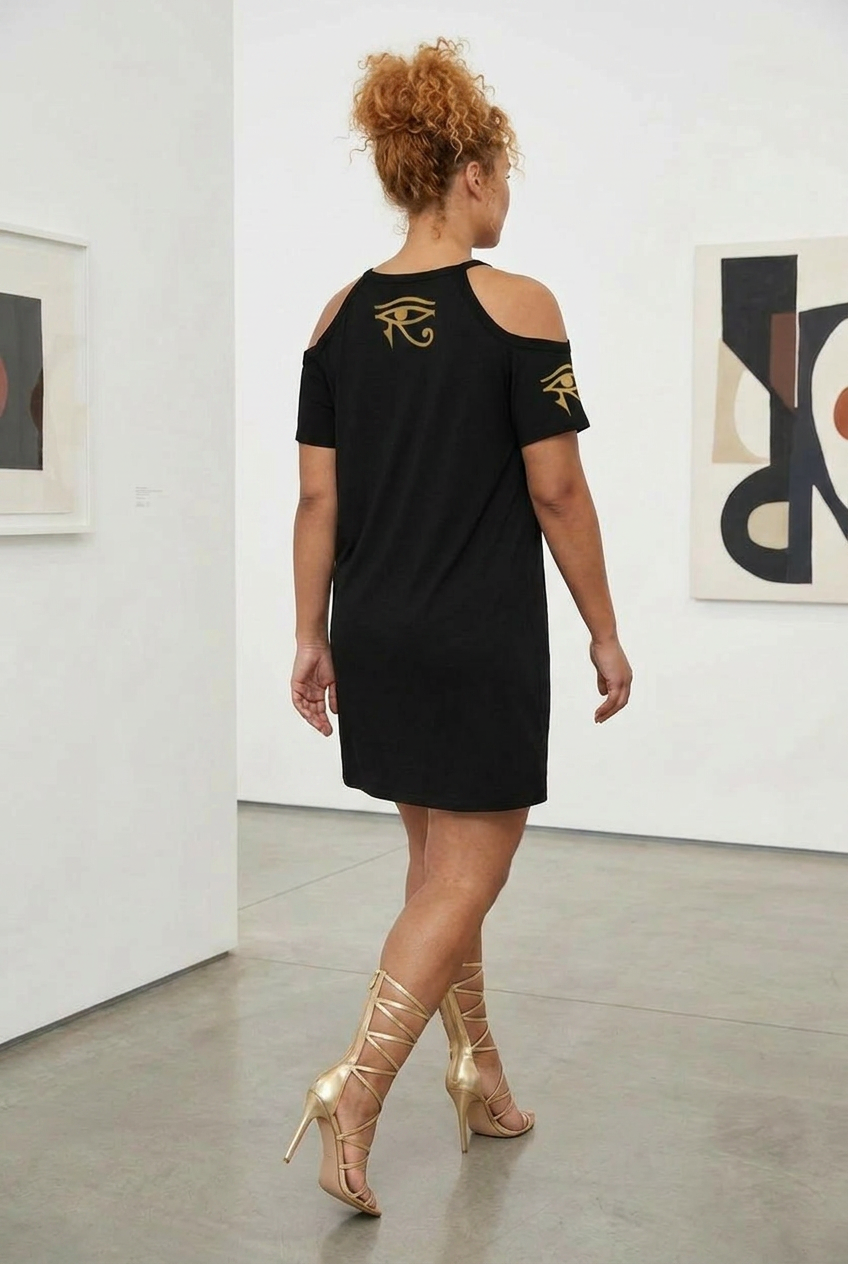 Isis Dress | Egyptian Goddess Cold Shoulder Dress | Kemet Collection | Kinky Nomad