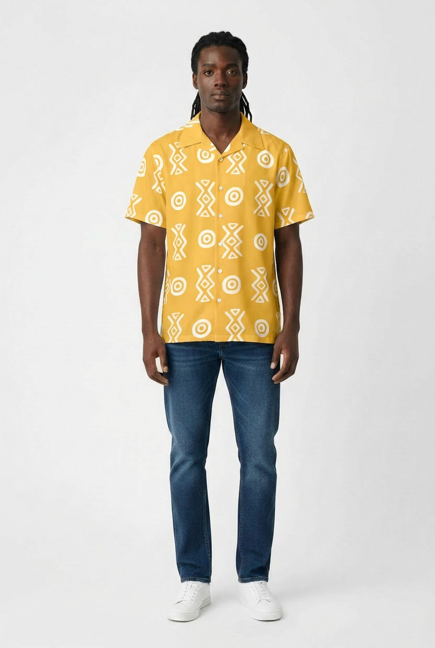 Camp Collar Shirt | Angles Savanna Gold Sage | Kinky Nomad