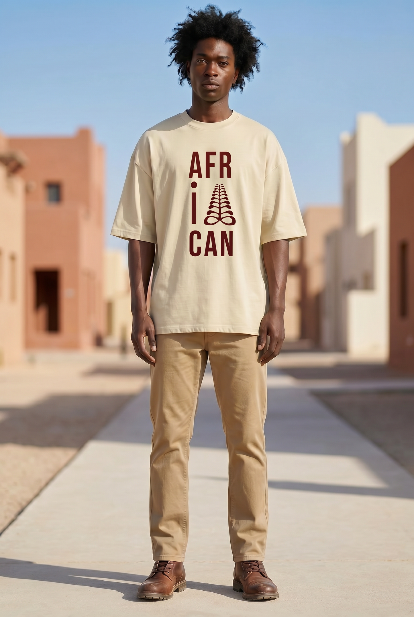 AFRICAN Oversized Tee | Aya Adinkra Symbol | Organic Cotton | Kinky Nomad