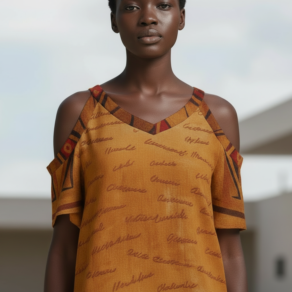 Ghana Inspired African Print Cold Shoulder Dress | Kinky Nomad
