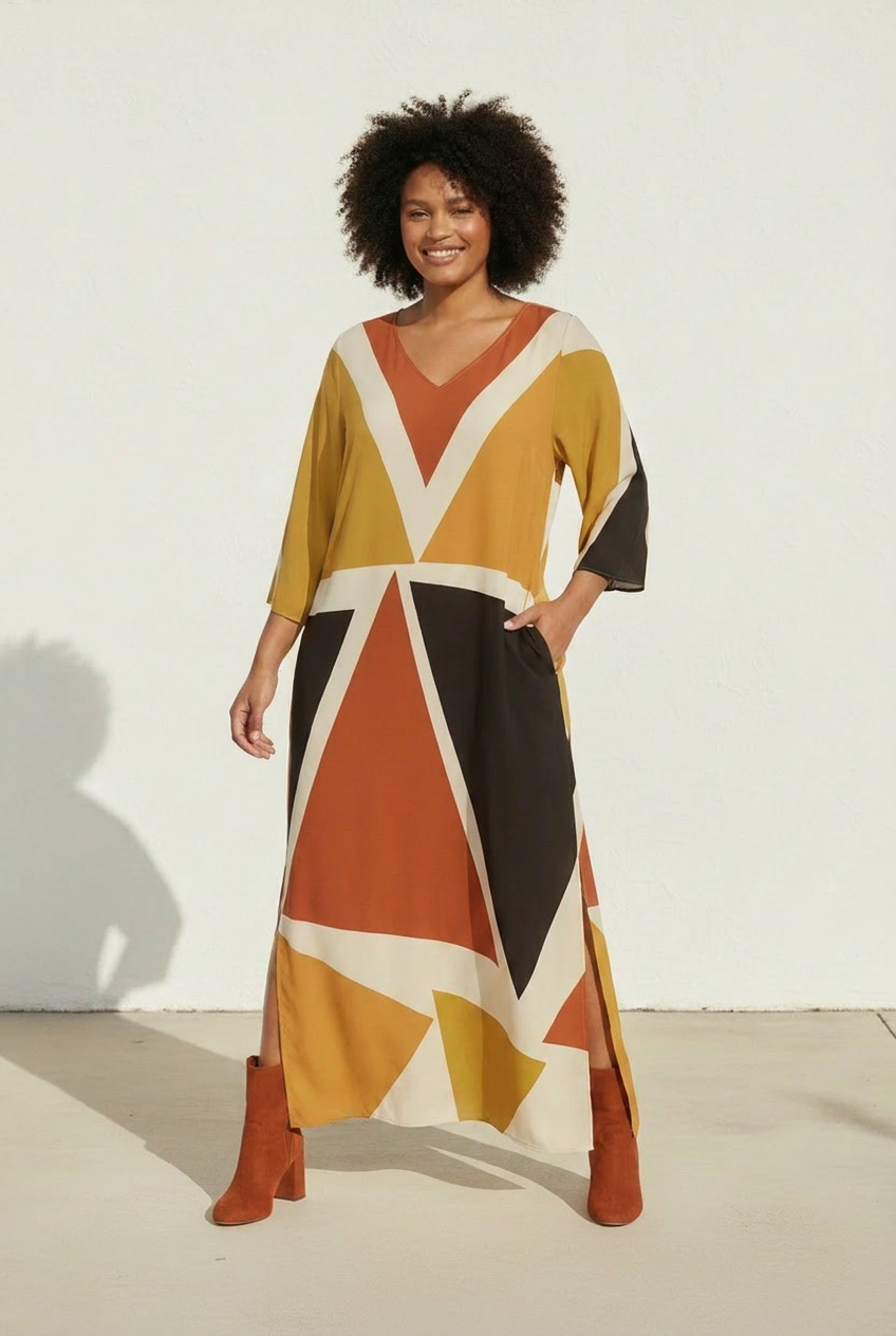 Geometric Kaftan Dress | Angles Series | Kinky Nomad