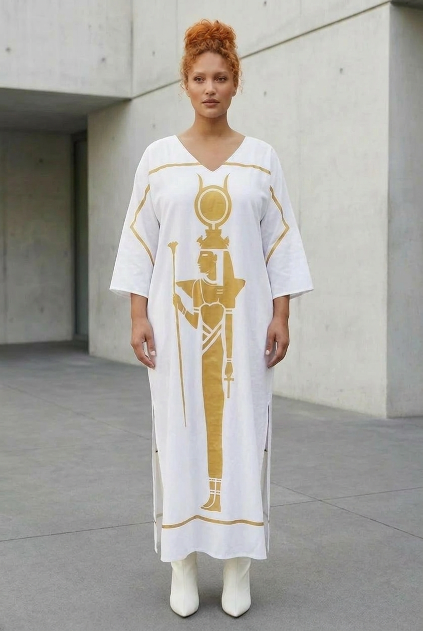 White Isis Kaftan | Egyptian Goddess Kaftan | Kemet Collection | Kinky Nomad