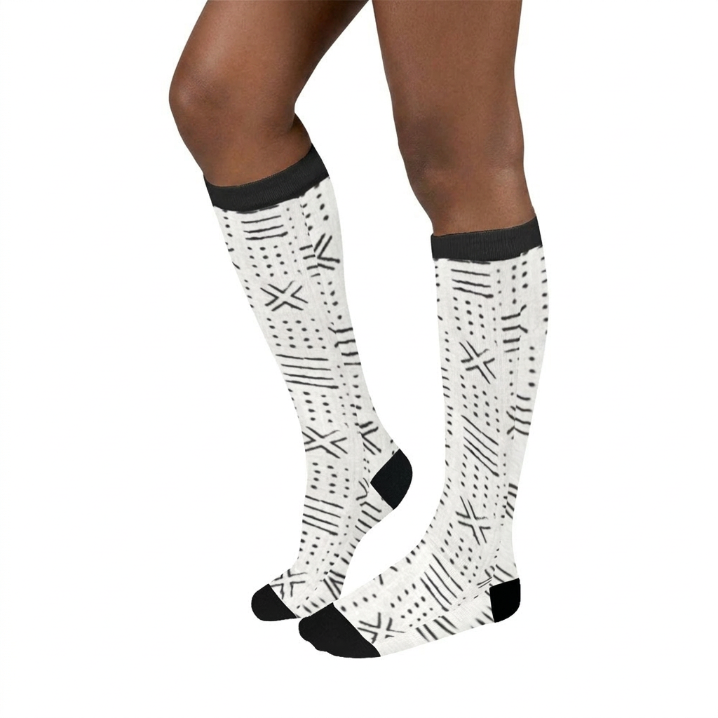 Over-the-Calf Socks | Angles Ghana Mud Cloth | Kinky Nomad