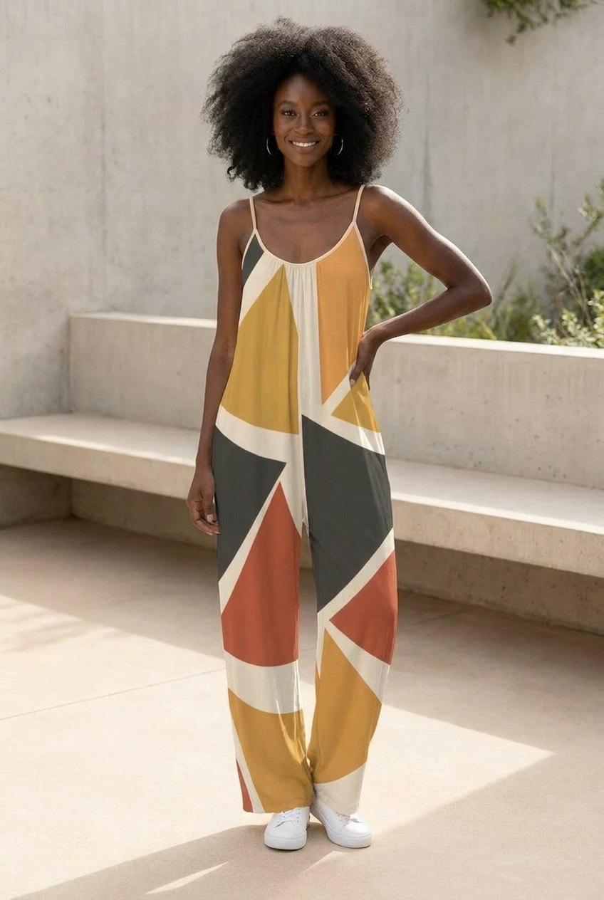 Geometric Wide Leg Jumpsuit | Angles | Kinky Nomad