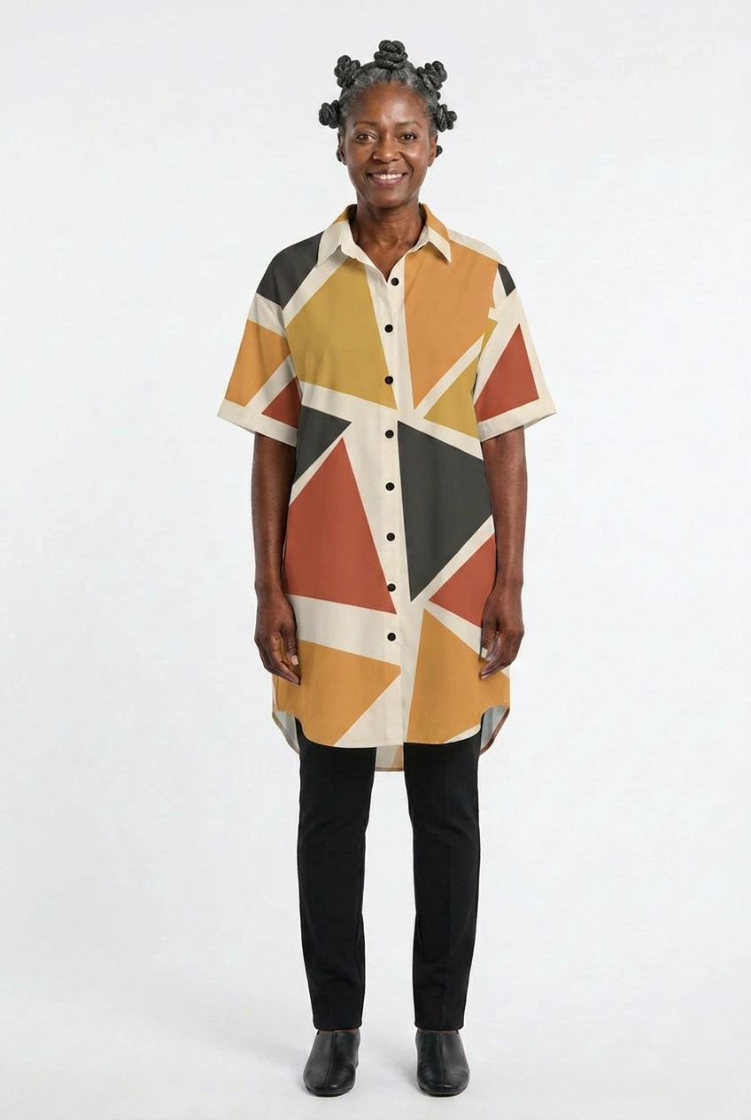 Angles Shirt Dress | Angles Series | Earth Palette | Kinky Nomad