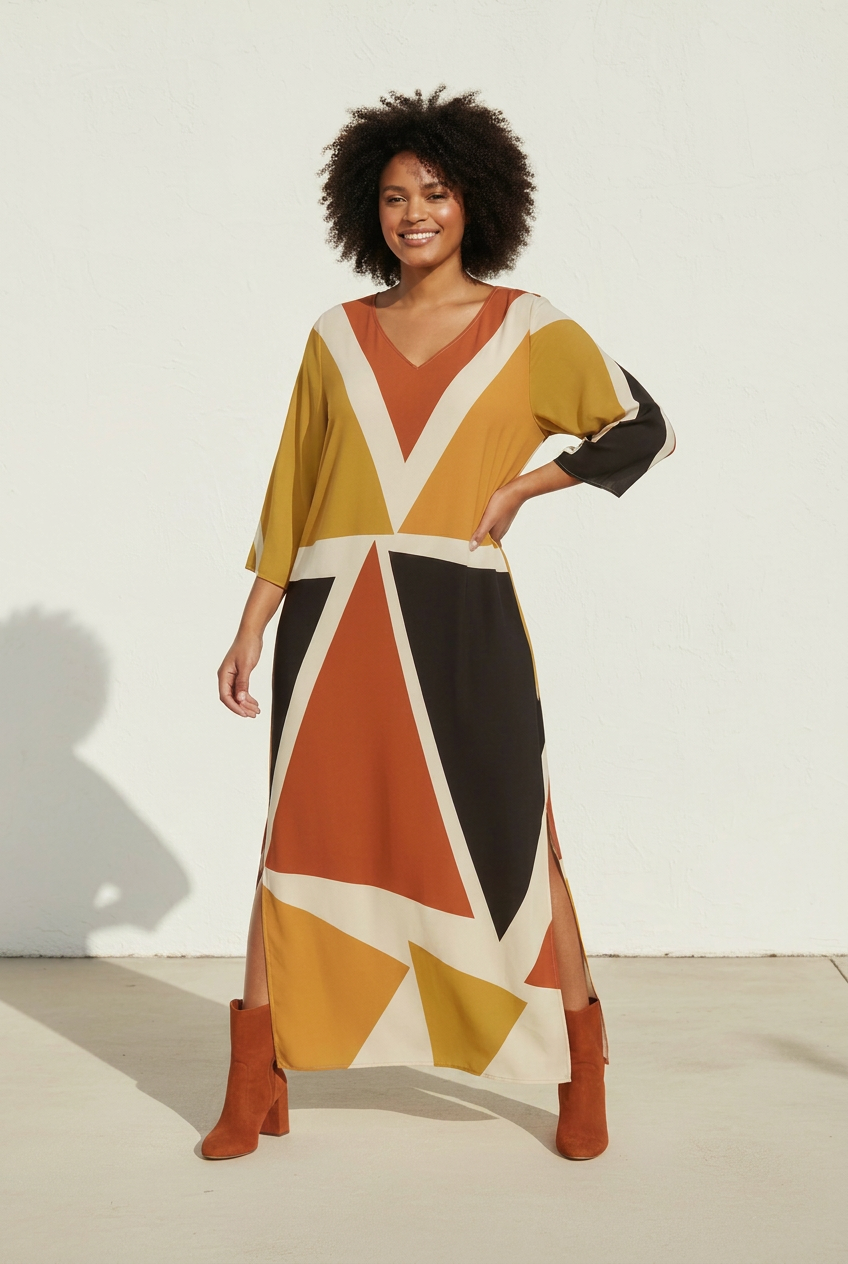 Geometric Kaftan Dress | Angles Series | Kinky Nomad