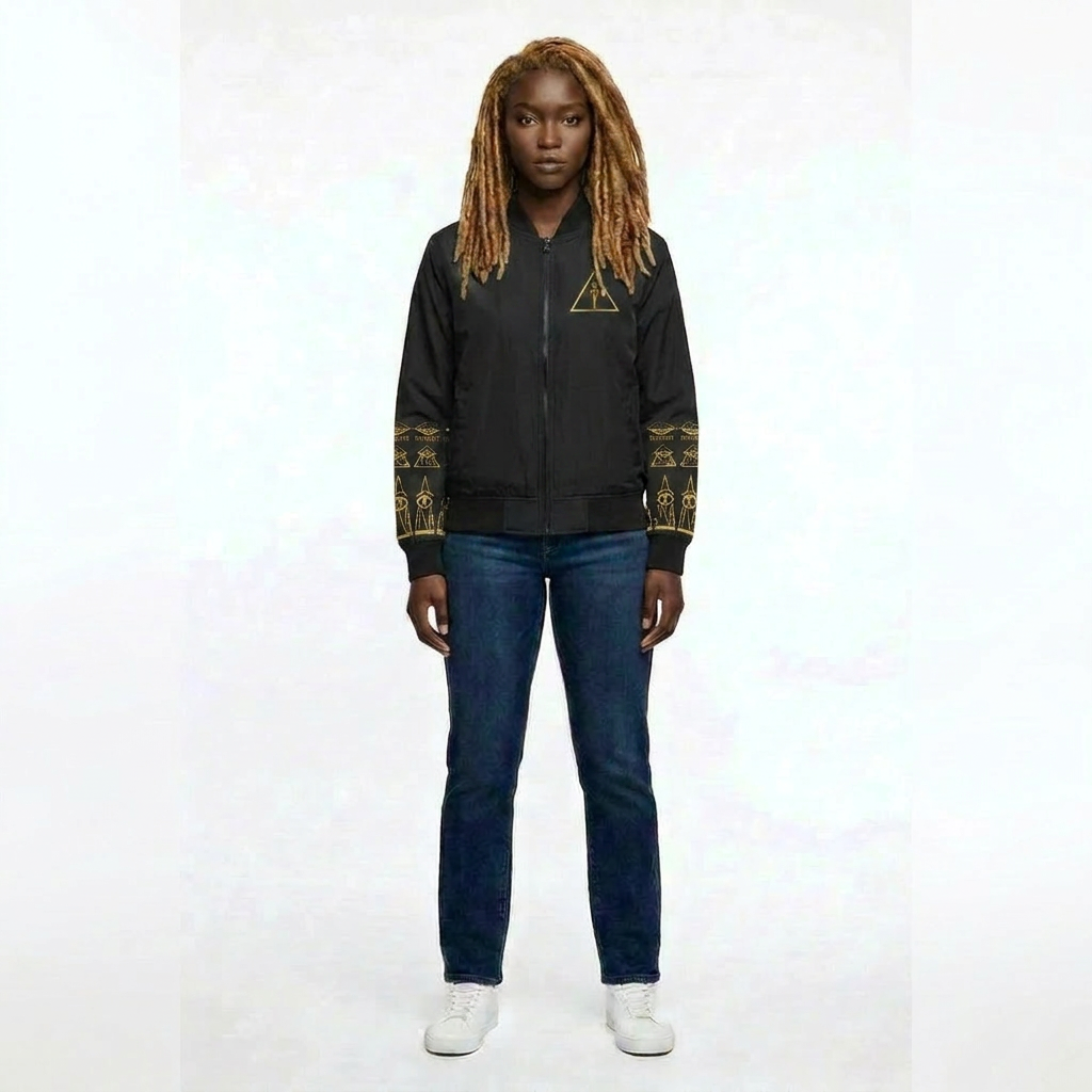 Women's Bomber Jacket | Angles Bogolan Ghana Isis | Kinky Nomad