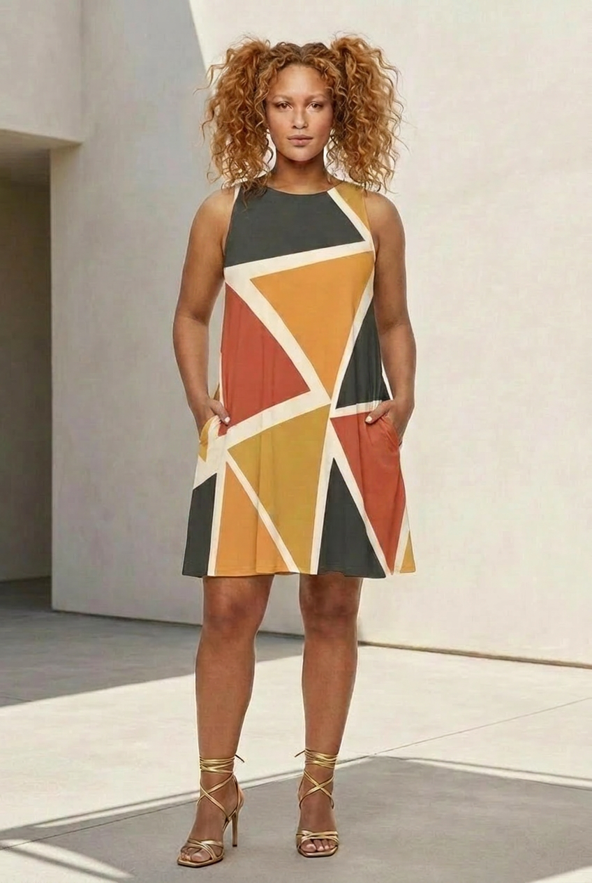 Geometric A-Line Dress | Angles Series | Kinky Nomad