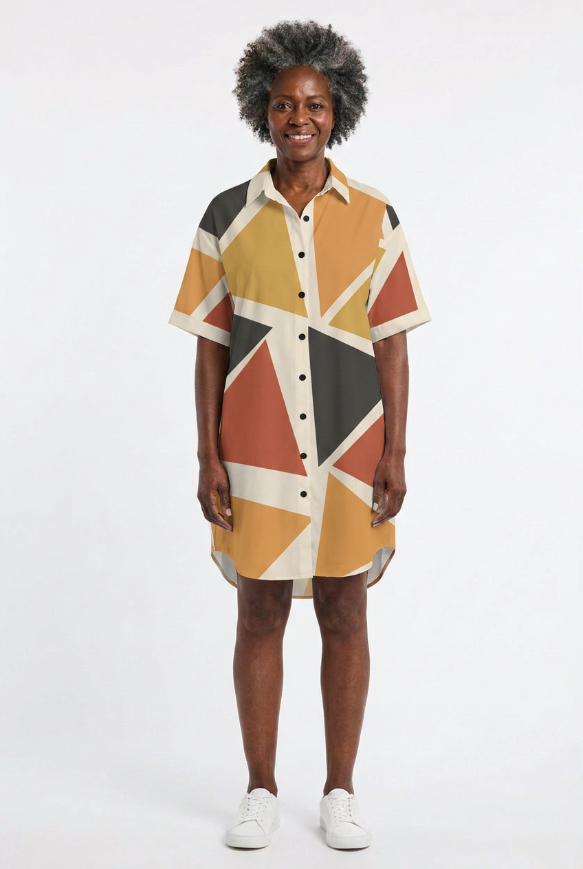 Angles Shirt Dress | Angles Series | Earth Palette | Kinky Nomad