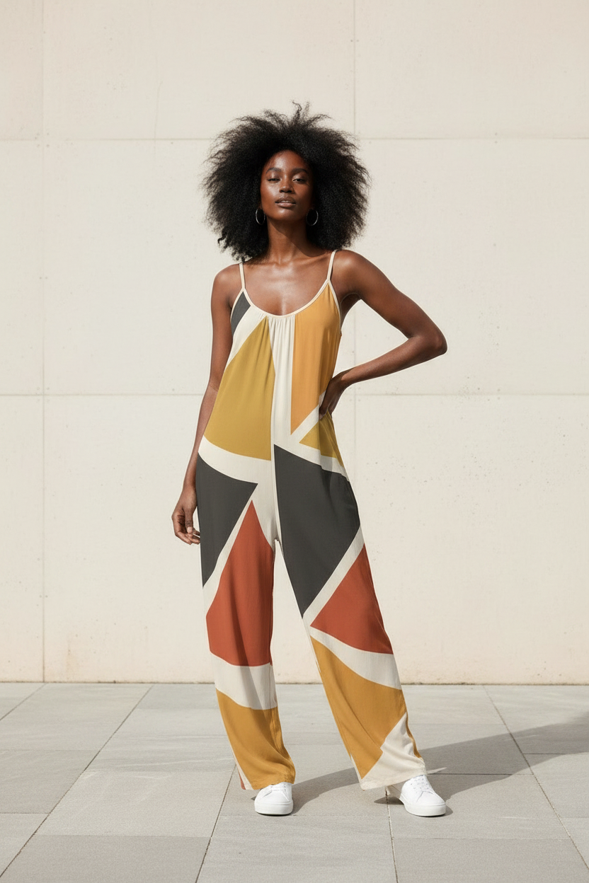 Geometric Wide Leg Jumpsuit | Angles | Kinky Nomad