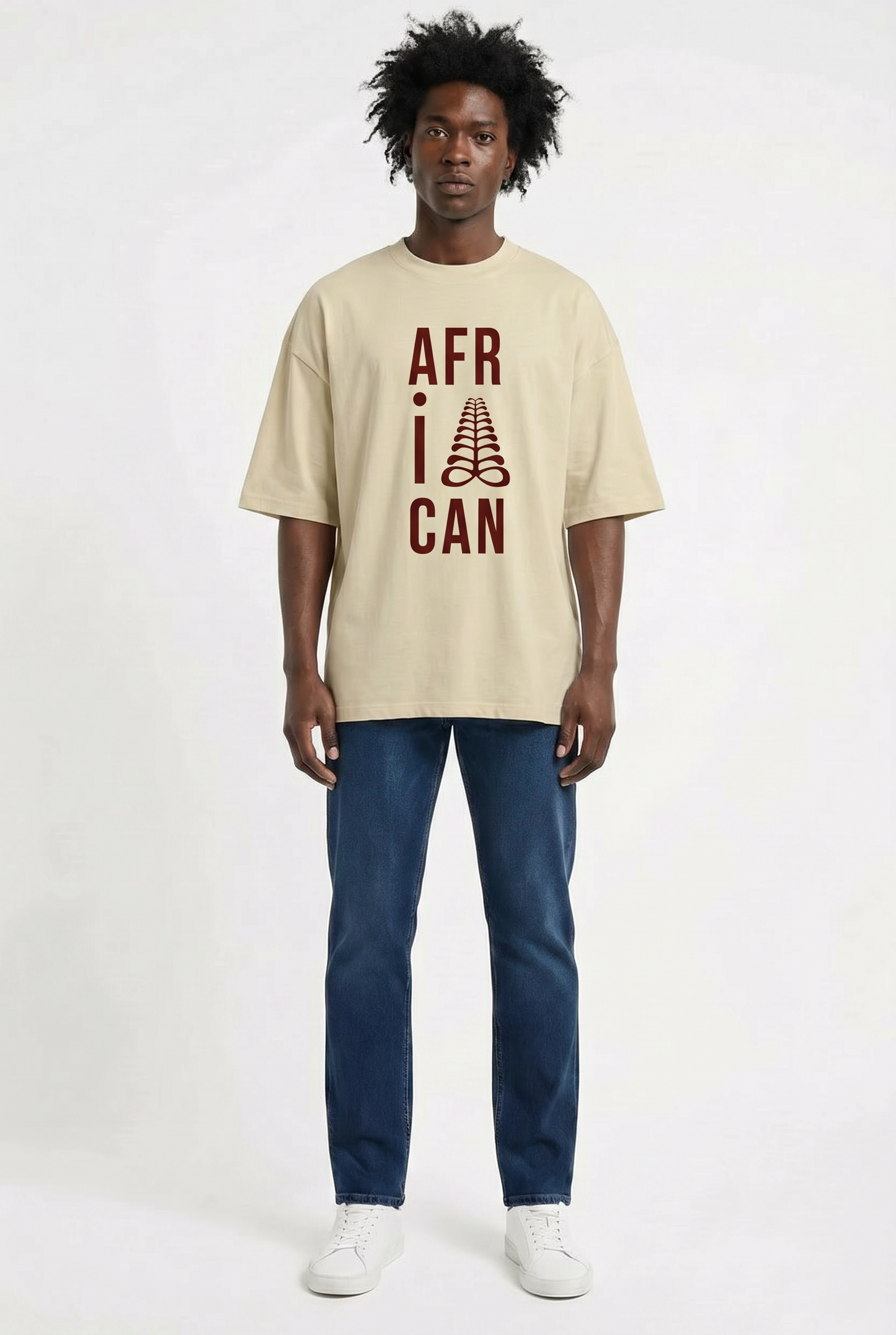 AFRICAN Oversized Tee | Aya Adinkra Symbol | Organic Cotton | Kinky Nomad