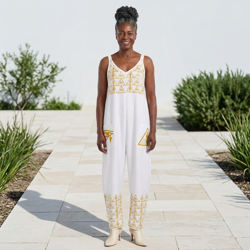 Isis V-Neck Jumpsuit | Kemet Series | Black & White | Kinky Nomad