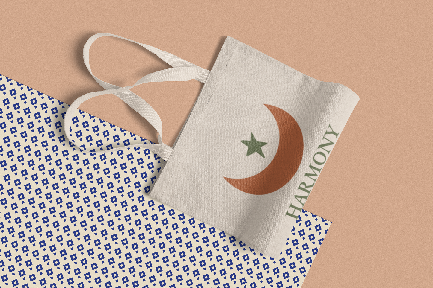 HARMONY Adinkra Tote Bag – Organic Cotton, Eco-Friendly African Symbol Bag, Sustainable Gift by Kinky Nomad