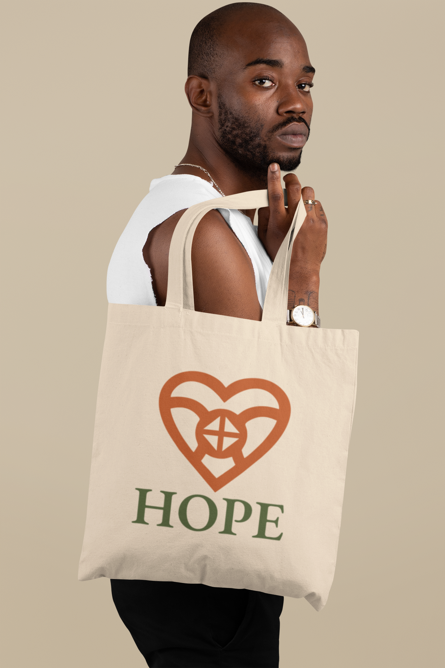 HOPE Adinkra Organic Cotton Tote Bag | Eco-Friendly African Symbol Tote by Kinky Nomad