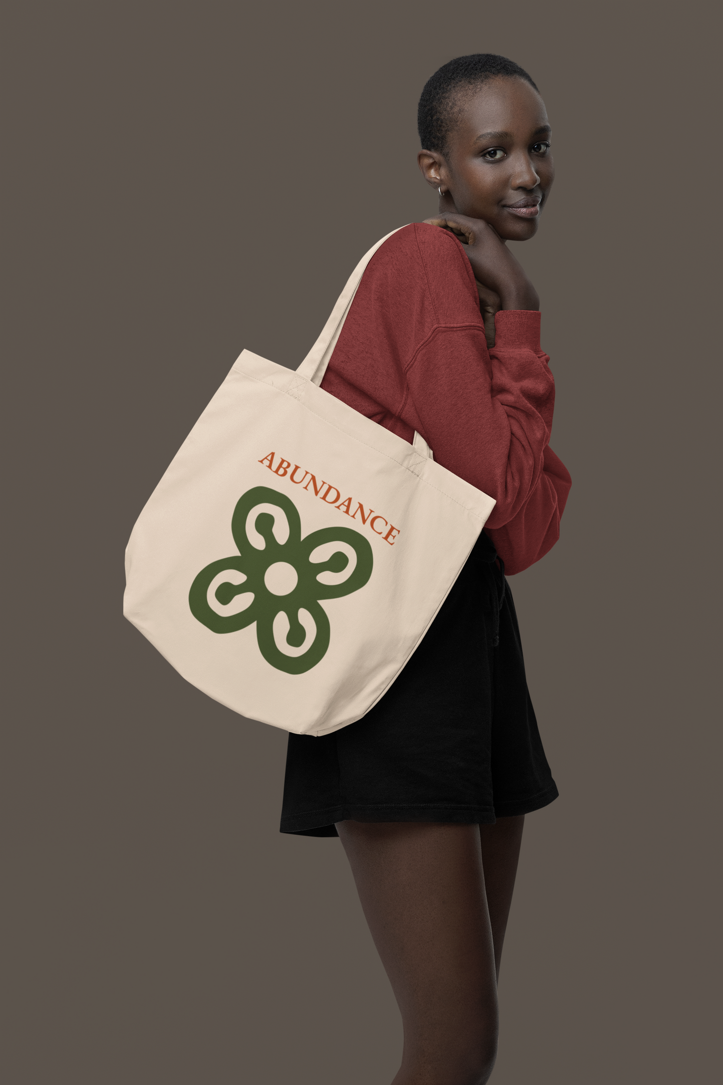 ABUNDANCE Adinkra Organic Cotton Tote Bag | Eco-Friendly African Symbol Tote by Kinky Nomad