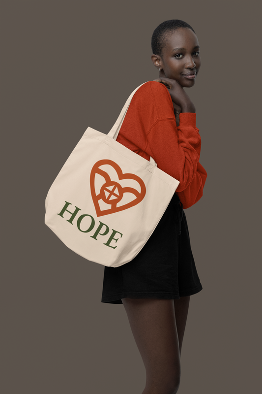 HOPE Adinkra Organic Cotton Tote Bag | Eco-Friendly African Symbol Tote by Kinky Nomad