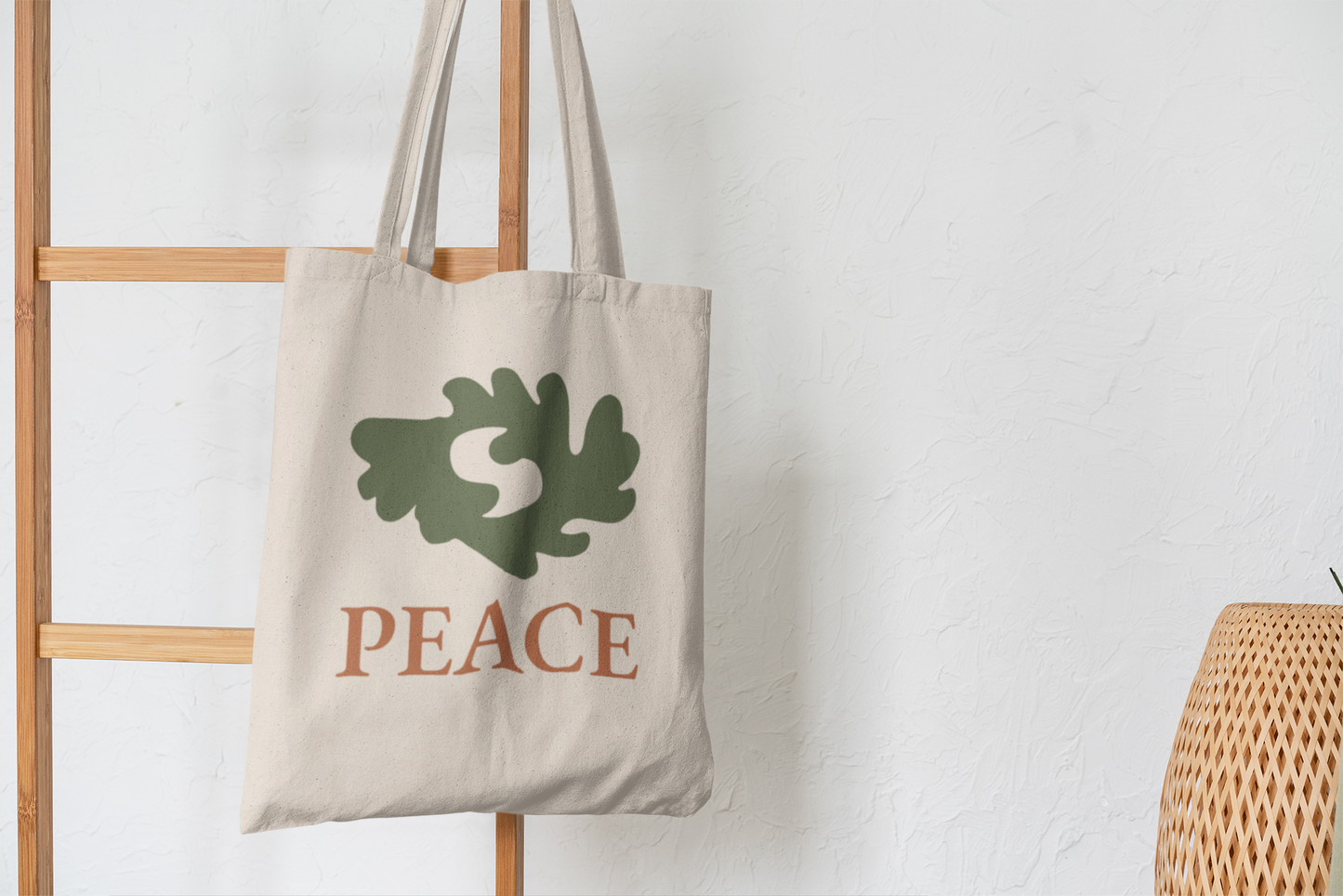 PEACE Adinkra Organic Cotton Tote Bag | Eco-Friendly African Symbol Tote by Kinky Nomad