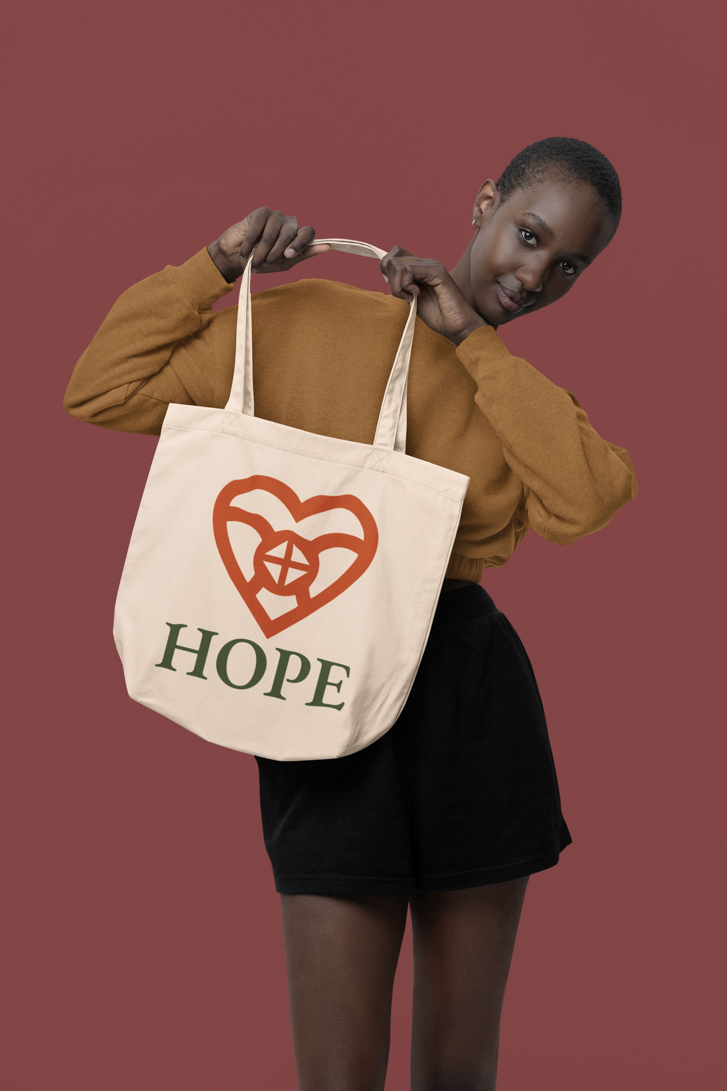 HOPE Adinkra Organic Cotton Tote Bag | Eco-Friendly African Symbol Tote by Kinky Nomad