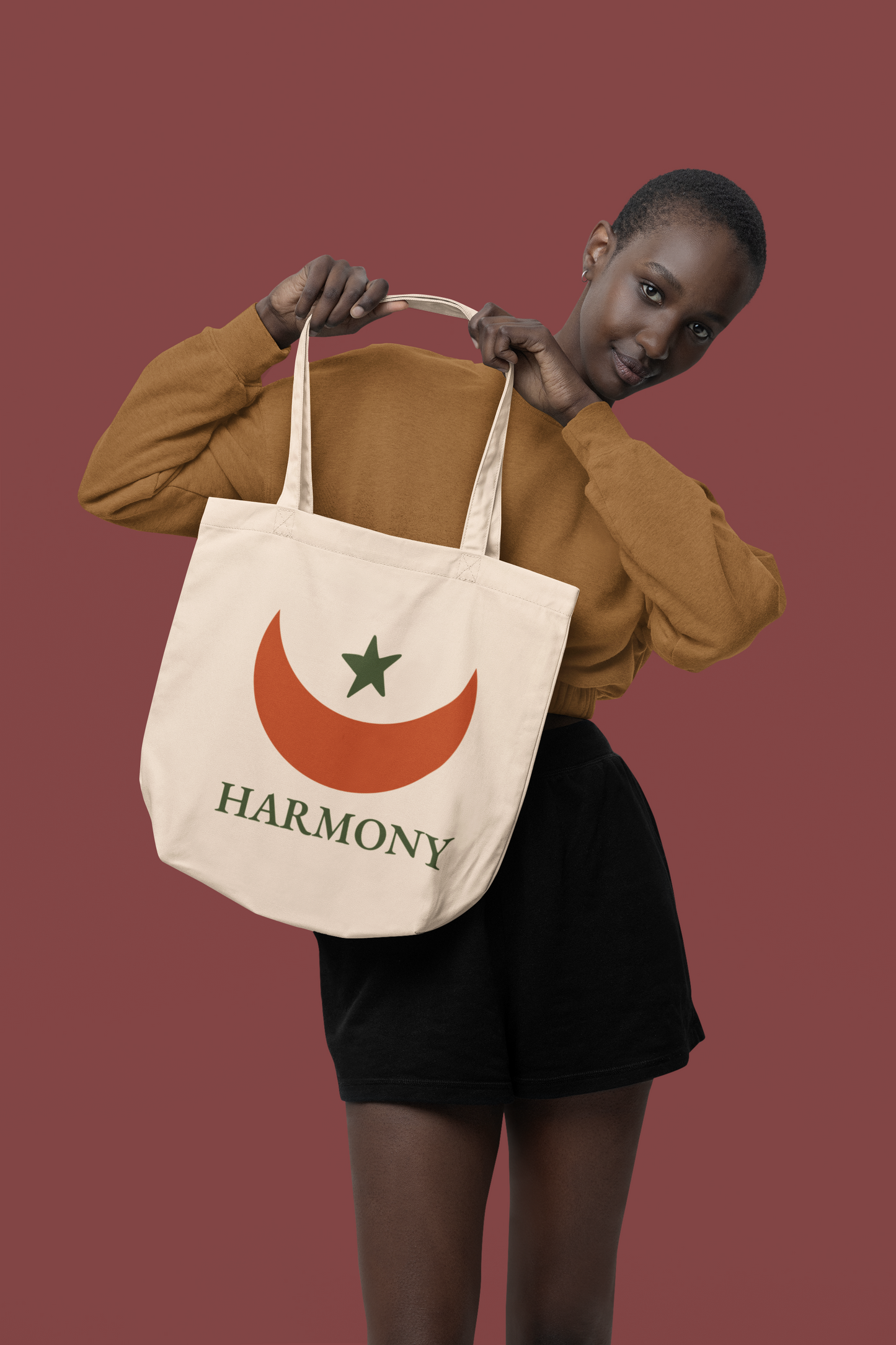 HARMONY Adinkra Tote Bag – Organic Cotton, Eco-Friendly African Symbol Bag, Sustainable Gift by Kinky Nomad