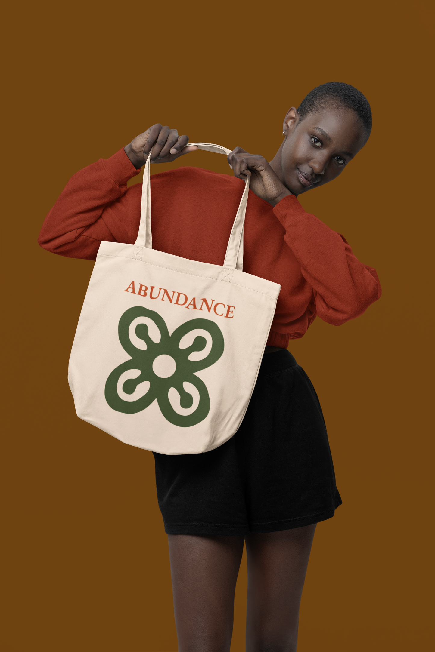 ABUNDANCE Adinkra Organic Cotton Tote Bag | Eco-Friendly African Symbol Tote by Kinky Nomad