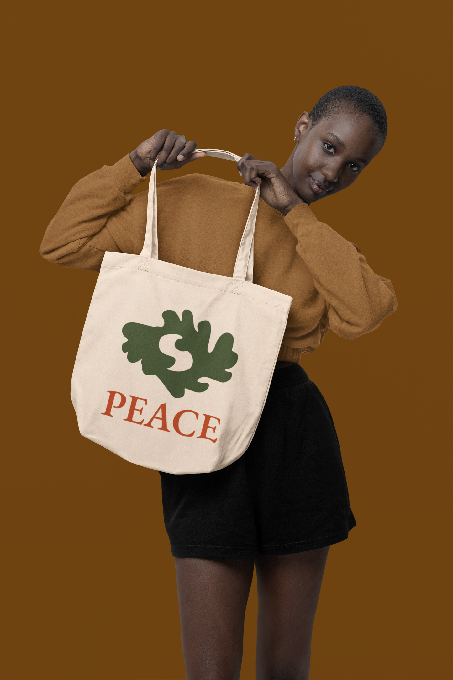 PEACE Adinkra Organic Cotton Tote Bag | Eco-Friendly African Symbol Tote by Kinky Nomad
