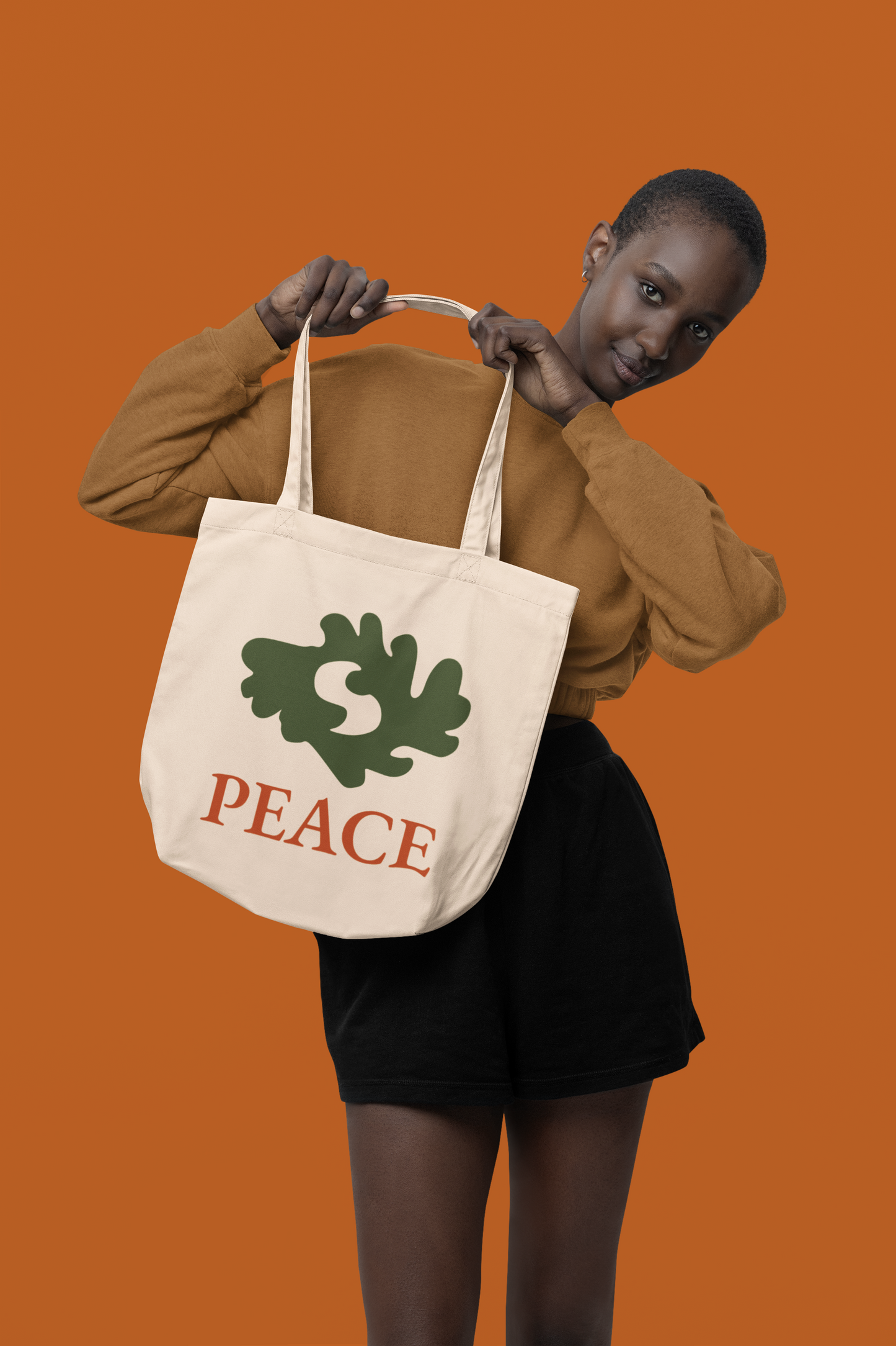 PEACE Adinkra Organic Cotton Tote Bag | Eco-Friendly African Symbol Tote by Kinky Nomad