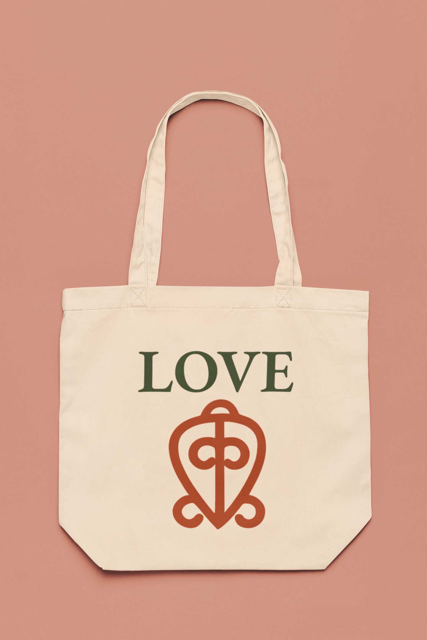 LOVE Adinkra Organic Cotton Tote Bag | Eco-Friendly African Symbol Tote by Kinky Nomad