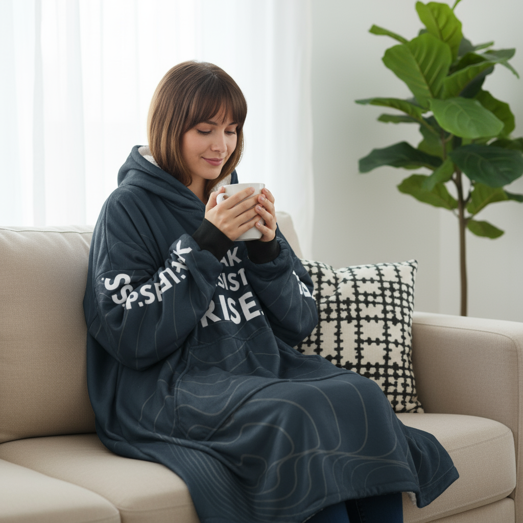 Louder Than Fear Oversized Unisex Hooded Blanket – Speak. Resist. Rise.