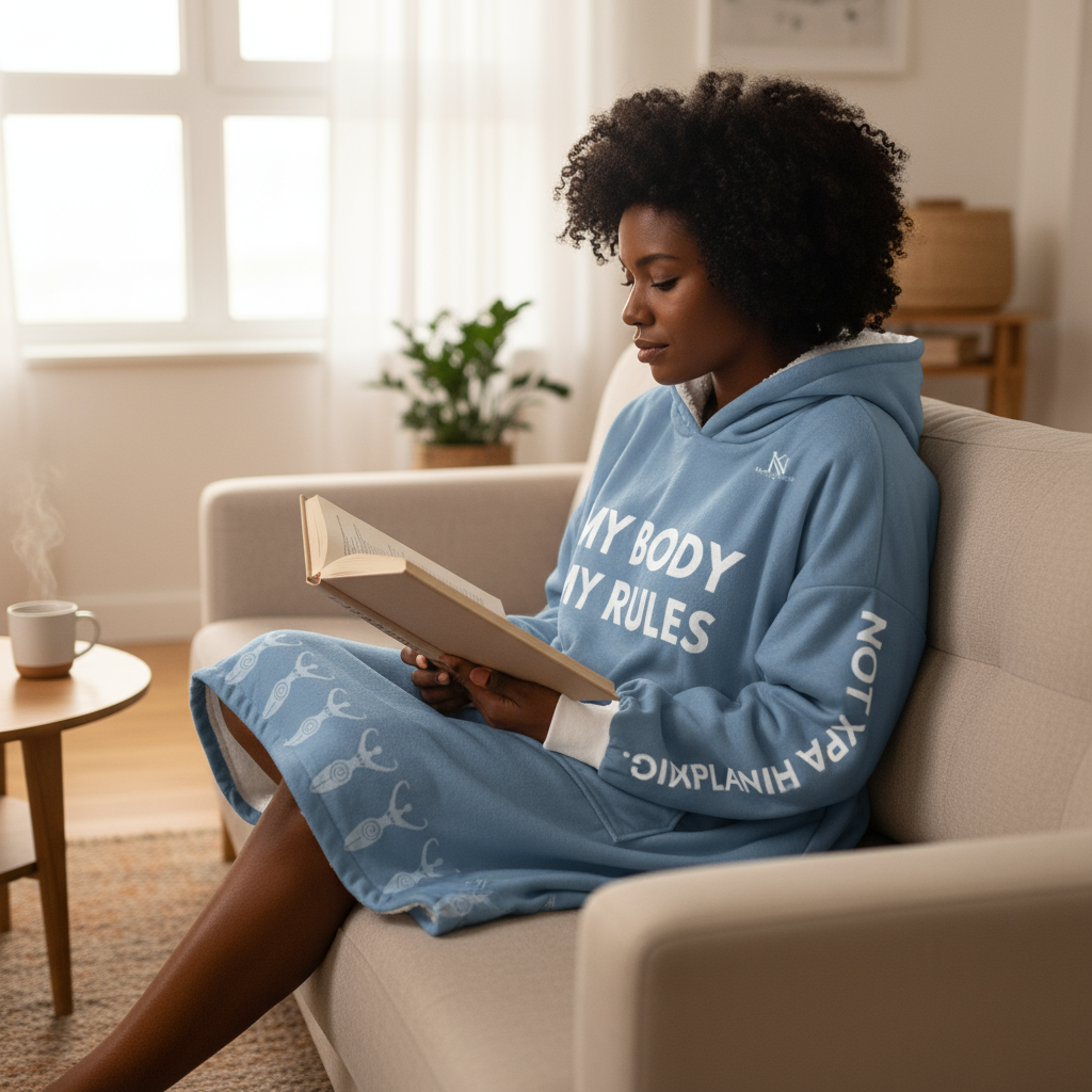 My Body My Rules Hooded Blanket – Empowering Unisex Oversized Hoodie Blanket
