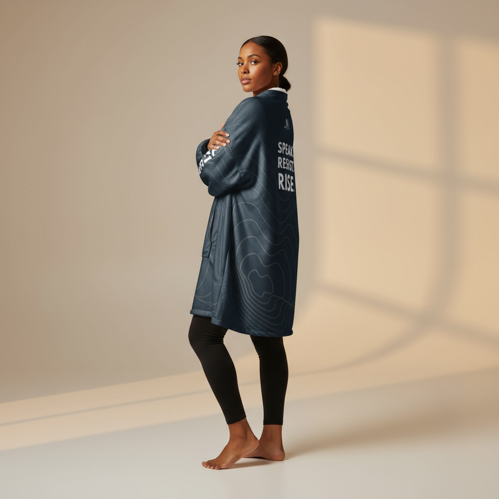 Louder Than Fear Oversized Unisex Hooded Blanket – Speak. Resist. Rise.