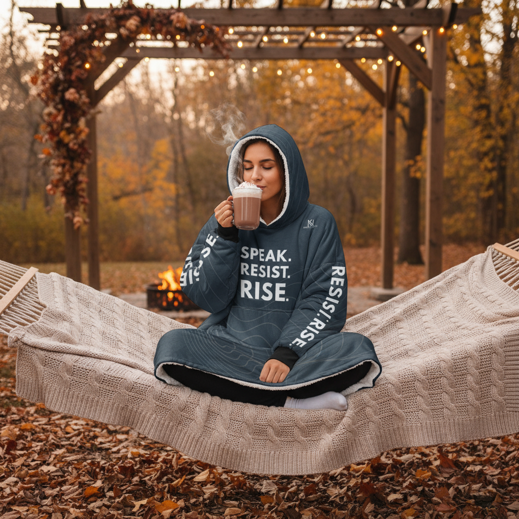 Louder Than Fear Oversized Unisex Hooded Blanket – Speak. Resist. Rise.