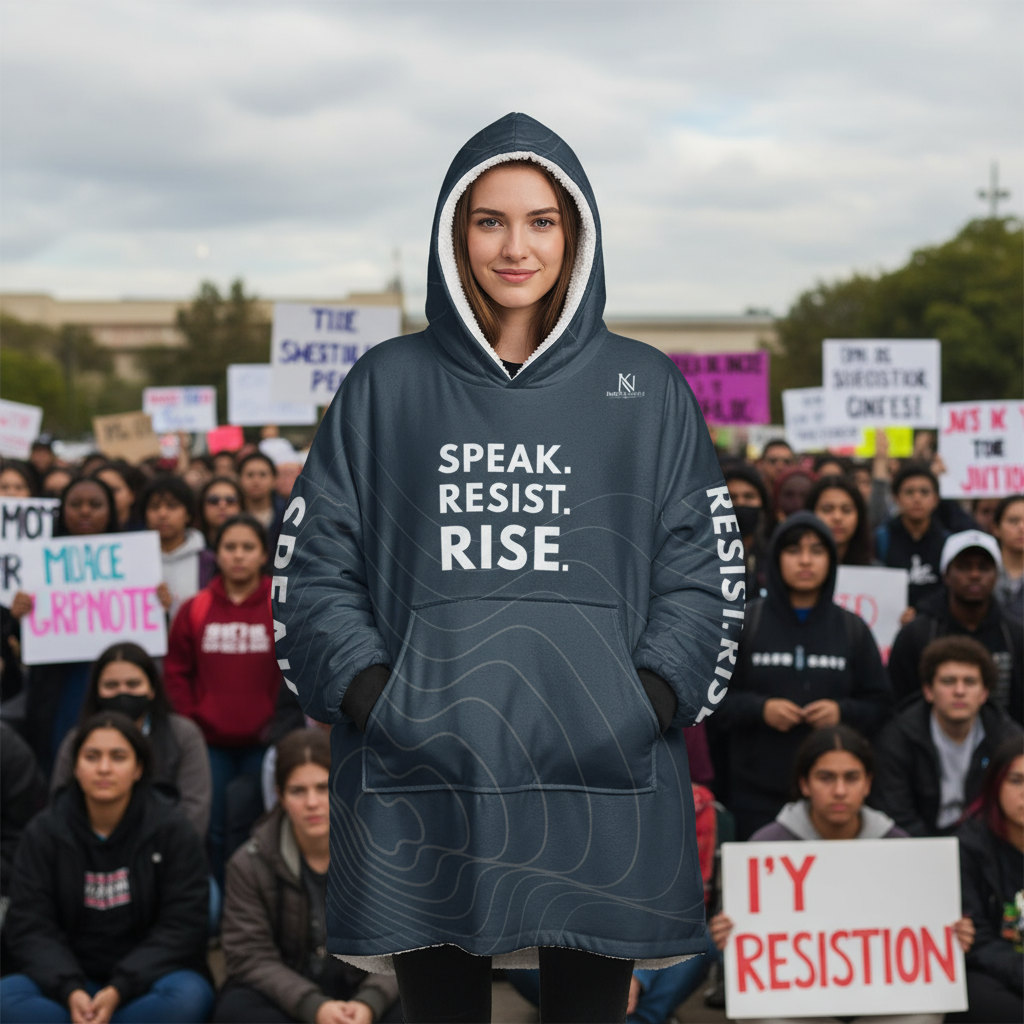 Louder Than Fear Oversized Unisex Hooded Blanket – Speak. Resist. Rise.