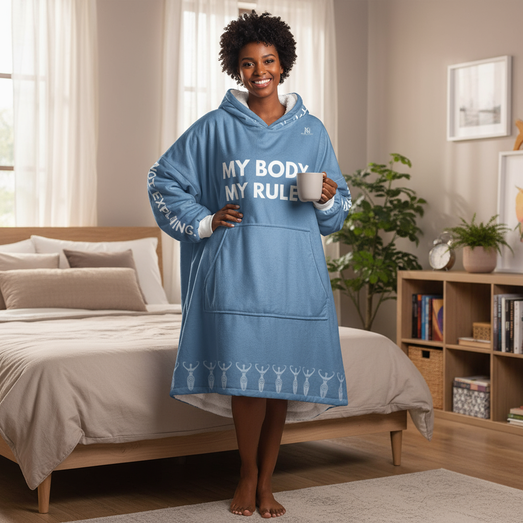 My Body My Rules Hooded Blanket – Empowering Unisex Oversized Hoodie Blanket