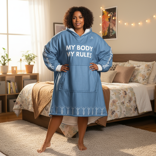 My Body My Rules Hooded Blanket – Empowering Unisex Oversized Hoodie Blanket